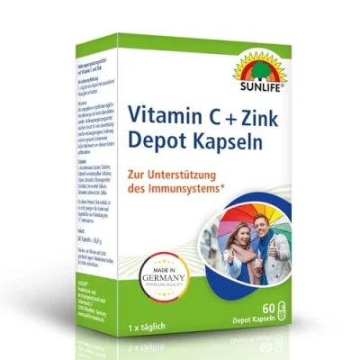 Abbildung von SUNLIFE SUNLIFE® Vitamin C + Zink Depot Kapseln 60 Stk Stärkung Abwehrkräfte 1 x täglich eine Kapsel mit ausreichend Flüssigkeit schlucken