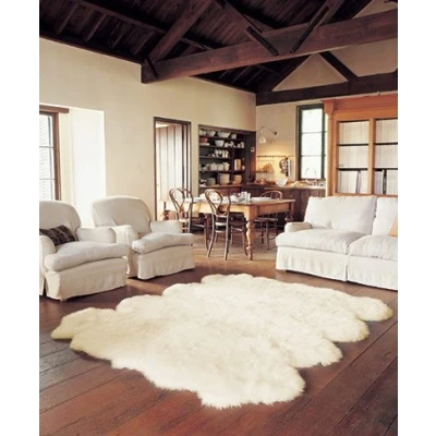 Abbildung von Schaffell Lammfell Teppich Kaminvorleger Wohnzimmerteppich 8 Fach 215x180cm beige