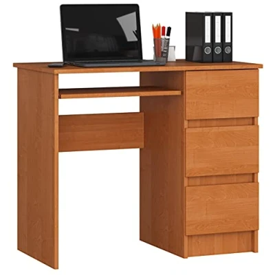 Abbildung von Schreibtisch A 6 mit Tastaturablage und 3 Schubladen Links oder rechtsseitig, B90 x H77 T50 cm, 30 kg
