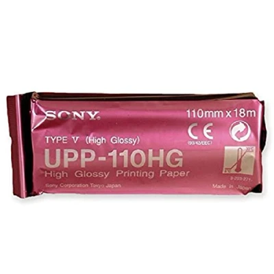 Abbildung von Sony UPP 110 HG Ultraschallpapier, hochglänzender Monochrom Schwarz Druckträger (V Typ), für Ultraschall, A6 Format, Größe mm x 18 m, 10 Rollen