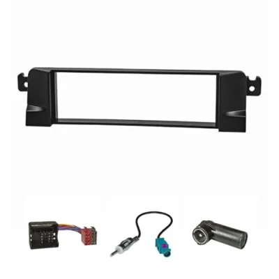 Abbildung von tomzz Audio 2404 014 Radioblende Set HQ Optik Profi Version kompatibel mit BMW 3er E46 schwarz Quadlockadapter ISO Fakra Antennenadapter DIN
