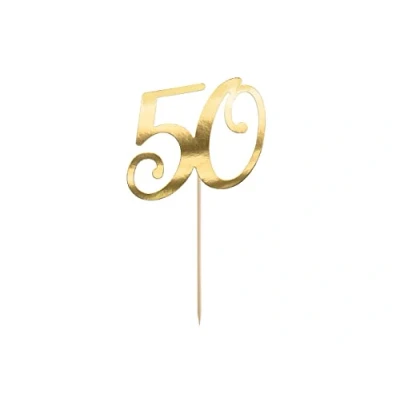 Abbildung von partydeco Tortenstecker, Cake Topper &quot;50&quot; gold 20,5cm