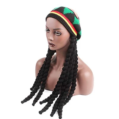 Abbildung von Amorar Perücke Beanie Strickmütze mit Dreadlocks Jamaika Mütze Rasta Reggae Hiphop Rap Strickhüte Oversize Haube Fancy Dress Special Kappe