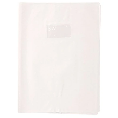 Abbildung von Clairefontaine 72427C Heftumschlag / Heftschoner Hefthülle Calligraphe mit Feinkörnung &amp; Diamantmotiven DIN A4+ 24x32 cm, Etikettenhalter aus PVC blickdicht und strapazierfähig, Weiß, 1 Stück