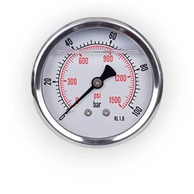 Abbildung von Manometer Glycerin axialer Anbindung Edelstahl IP65 63mm mit Rückanschluss 1/4 (0 10 bar)