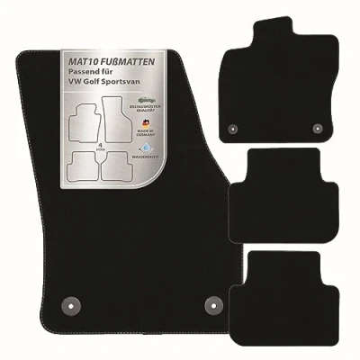 Abbildung von MAT10 Auto Fußmatten passend für VW Golf Sportsvan (BJ 05/2014 06/2020) aus Velours 4 teiliges Automatten Set langlebige Erstausrüsterqualität, Made in Germany, schwarz