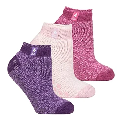 Abbildung von HEAT HOLDERS 3er Pack Damen Antirutsch Sneaker Socken Thermo Rutschfeste Kurz für Winter (37 42, Pisa 2)