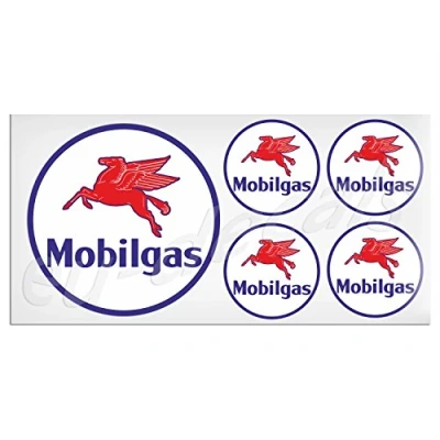 Abbildung von 1 x 100 mm und 4 50 Vintage Mobilgas Mobile Cas Pegasus laminierter Aufkleber für Helm, Auto, Fahrrad, Roller, MioVespa Kollektion