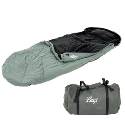 Abbildung von Lucx® Schlafsack Nightcat Sleeping Bag Angler zum Karpfenangeln &amp; Nachtangeln, Angelschlafsack, Anglerschlafsack 5 Season Sleepingbag, Oliv Grün, 28x28x52cm