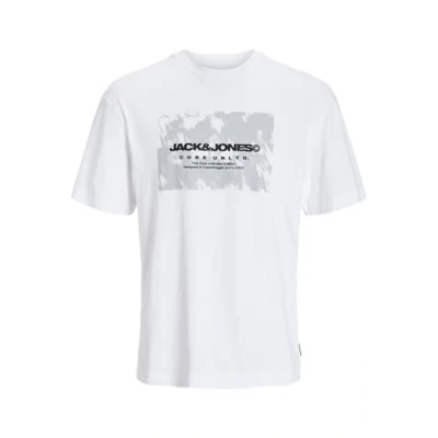 Abbildung von JACK &amp; JONES Herren Jcoaero Front Print Tee Crew Neck T Shirt, Weiß, M EU