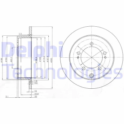 Abbildung von DELPHI BG4037 Bremsscheibe 262 10 5 voll geölt unbehandelt ohne Radlager, ABS Sensorring MITSUBISHI: Lancer 7 Kombi, Outlander I SUV