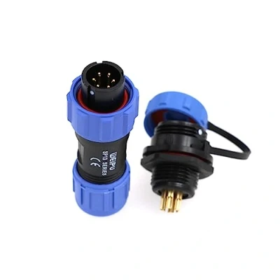Abbildung von ZBLZGP SP13 6 poliger Rundsteckverbindersatz Stecker männlich weiblich Frontmontagebuchse IP68 Strom Luftfahrt Rundgewinde Lötung 5A für Outdoor