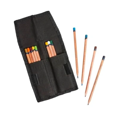 Abbildung von Derwent Federmäppchen, Schwarz, Rollmäppchen für Erwachsene, Nylon, Etui mit Klettverschluss,hochwertiges und strapazierfähiges Mal &amp; Bürozubehör, 2306221