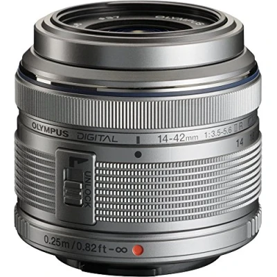 Abbildung von OM System Olympus M.Zuiko Digital 14 42mm F3.5 5.6 IIR Silber für Micro Four Thirds Systemkamera, kompaktes 3 faches Zoomobjektiv