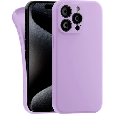 Abbildung von MyGadget Hülle Kompatibel mit iPhone 15 Pro Max robuste Silikon Schutzhülle TPU Case Slim Silikonhülle Back Cover Kratzfest Handyhülle Matt Lila