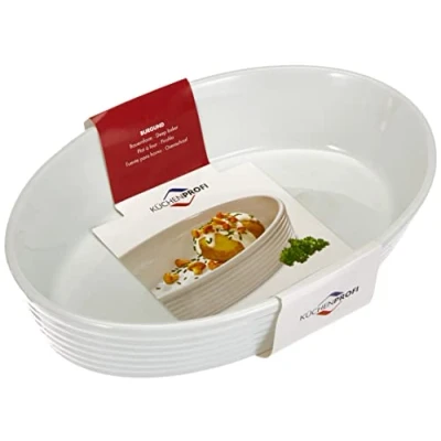 Abbildung von Küchenprofi Porzellan Auflaufform oval BURGUND , Hitzebeständig bis 280 C Geeignet für Ofen, Mikrowelle und Spülmaschine Zum Zubereiten, Servieren, Warmhalten Einfrieren