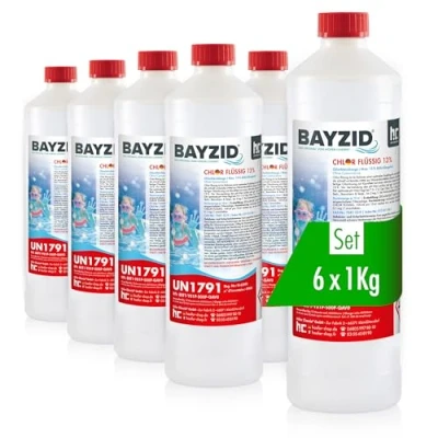 Abbildung von Höfer Chemie 6 x 1 kg Chlor flüssig in handlicher Flasche wirkt schnell und zuverlässig für Pool &amp; Schwimmbad