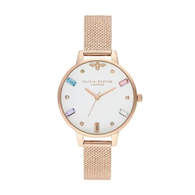 Abbildung von Olivia Burton Analog Quarzuhr für Damen mit Roségoldfarbenes Edelstahlarmband OB16RB15