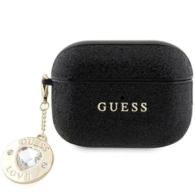 Abbildung von Guess GUAP2PGEHCDK Hülle für AirPods Pro 2 Cover Schwarz Fixed Glitter Heart Diamond Charm