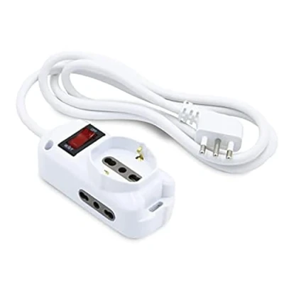 Abbildung von Velamp MULTIT I 102 3er Steckdosenleiste: 1 Schuko + 2 bivalent 10/16A. 1,5 m Kabel, 10 A Kleiner Stecker. Mit Sicherheitsschalter, Bianco