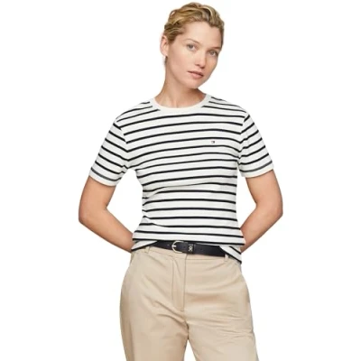 Abbildung von Tommy Hilfiger NEW SLIM CODY Tshirt print, Damen, Größe: XXS, Ecru/desert sky