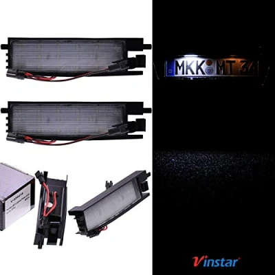 Abbildung von VINSTAR LED Kennzeichenbeleuchtung E geprüft CAN Bus 18 LEDs je Modul 6000 Kelvin kompatibel mit Auris ab 2012