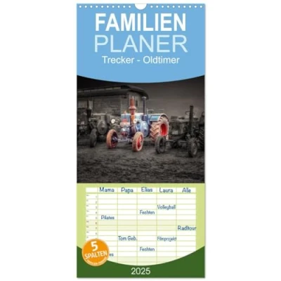 Abbildung von Familienplaner 2025 Trecker Oldtimer mit 5 Spalten (Wandkalender, 21 cm x 45 cm), CALVENDO