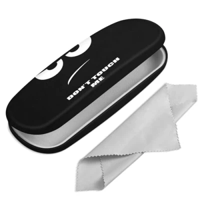 Abbildung von Fintie Hardcase Brillenetui Tragbare Hartschale mit Brillenputztuch Etui für Brillen und Sonnenbrille, Don&#039;t Touch