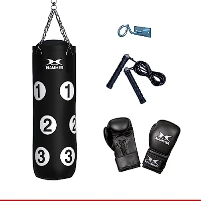 Abbildung von Hammer Boxsack &quot;Sparring Professional&quot;, (Set, mit Trainings DVD Boxhandschuhen Sprungseil Haken)