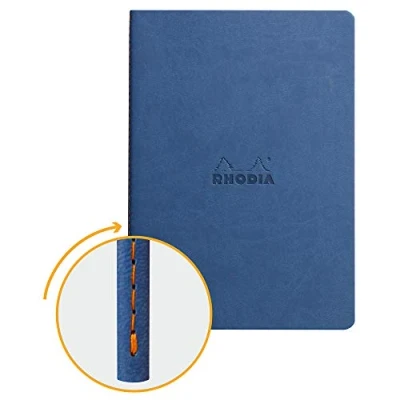 Abbildung von Rhodia 116408C Rhodiarama Notizbuch (ideal für Ihre Notizen, DIN A5, 14,8 x 21 cm, 32 Blatt, liniert, Premium Velinpapier 80g, elfenbein) 1 Stück, saphirblau