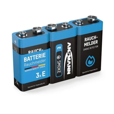 Abbildung von 3 ANSMANN Lithium longlife Rauchmelder 9V Block Batterien Premium Qualität für höhere Leistung, Batterie ideal Feuermelder, Bewegungsmelder, Alarmanlagen &amp; Kohlenmonoxid Warnmelder