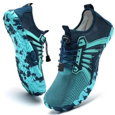 Abbildung von IceUnicorn Barfußschuhe Damen Herren Breite Traillaufschuhe Zehenschuhe Unisex Schwimmschuhe Strandschuhe Aquaschuhe(BlauGrün, 45EU)