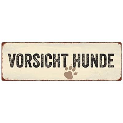 Abbildung von Interluxe METALLSCHILD Blechschild Vorsicht *Hunde* Warnschild Haustier Zwinger Tor Deko
