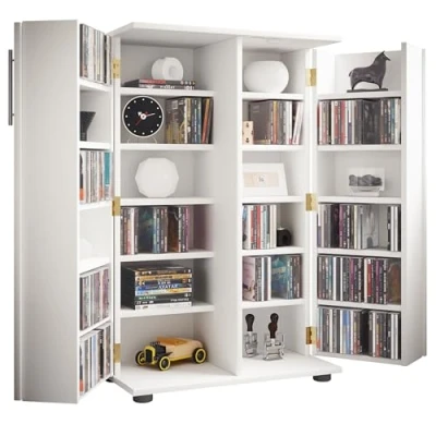 Abbildung von VCM Holz CD DVD Stand Regal Schrank Aufbewahrung Standregal Ständer Engalo XL Weiß