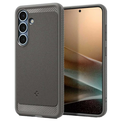 Abbildung von Samsung Galaxy S25 Hülle MagSafe Silikon Spigen Soft Case/Backcover Handyhülle Grau Shockproof/Stoßfest