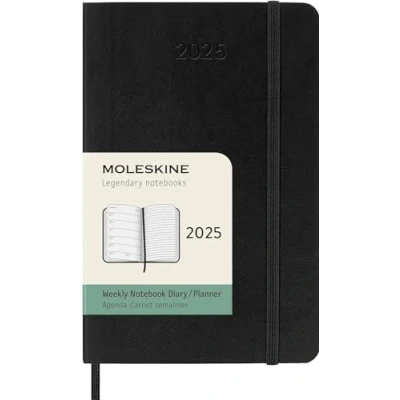 Abbildung von Moleskine Weekly Planner, WochenPlaner mit Platz für Notizen 12 Monate 2025, Weicher Einband und Elastischer Verschluss, Farbe Schwarz, TaschenFormat 9x14 cm