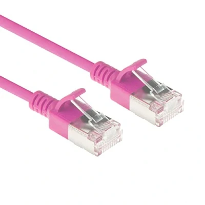 Abbildung von ACT CAT6a Netzwerkkabel, U/FTP LSZH LAN Kabel Dünn 3.8mm Slimline, Flexibles Snagless CAT 6a mit RJ45 Stecker, für den Einsatz in Datenzentren, 0.5 Meter, Rosa DC7400