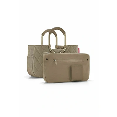 Abbildung von reisenthel loopshopper M frame rhombus olive Stabile Tasche mit praktischen Fächern aus recycelten PET Flaschen Eleganz beim Einkaufen, viel Funktion inklusive!