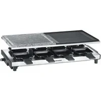 Abbildung von Severin Raclette RG 2373, 8 Raclettepfännchen, 1700 W, Naturgrillstein, Gussplatte, Temperaturregler, Antihaftbeschichtung