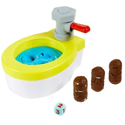 Abbildung von Matttel Games Kacka Alarm Voll verstopft; Spiel für Kinder mit Spielzeugtoilette, 3 Mister Kackas, 1 Würfel und Anleitung, Geschenk ab 5 Jahren, GND67