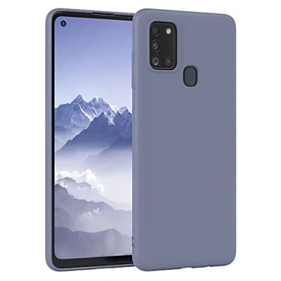 Abbildung von EAZY Case Silikonhülle für Samsung Galaxy A21s Hülle Silikon Blau weich stoßfeste Handyhülle Schutzhülle mit Kameraschutz Dünn Premium Schutz Cover TPU Phone Bumper in Eisblau