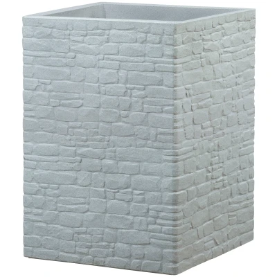 Abbildung von Scheurich Muretto High 54, Hochgefäß/Blumentopf/Pflanzkübel, viereckig, Farbe: Stony Grey, hergestellt mit recyceltem Kunststoff, 10 Jahre Garantie, für den Außenbereich