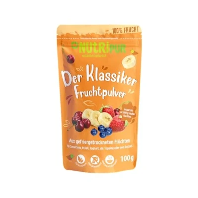 Abbildung von NutriPur Früchte Mix Fruchtpulver: 100g Fruchtpulver gefriergetrocknet Getrocknete ohne Zucker Zusatz Frucht Pulver, Gefriergetrocknete Beeren