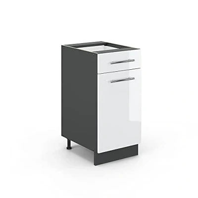 Abbildung von Vicco Unterschrank Fame Line, Weiß Hochglanz/Anthrazit, 40 cm ohne Arbeitsplatte