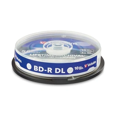 Abbildung von Verbatim Blu ray Rohling 10 Rohlinge M Disc BD R DL full printable 50GB 6x Spindel