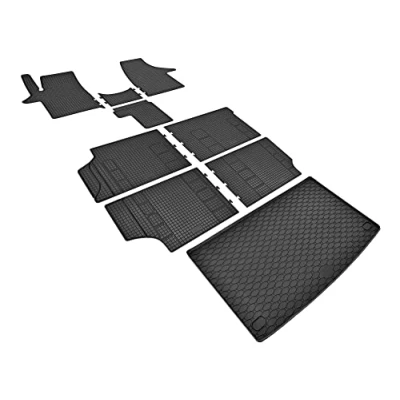Abbildung von Z4L Gummifußmatten und Kofferraumwanne EIN Set geeignet für VW T6 Transporter/Caravelle 8 Sitze ab 2015 bis 2019 L2 + Tunel