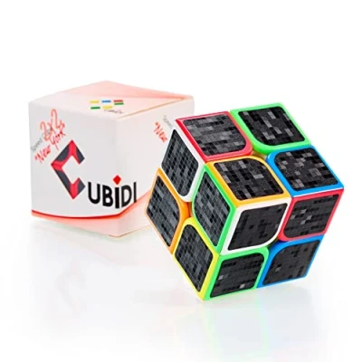 Abbildung von CUBIDI® Original Zauberwürfel 2x2 Speed Cube mit optimierten Dreheigenschaften Magic für Anfänger und Fortgeschrittene geeignet zum Cubing aufgeklebten Carbon Sticker