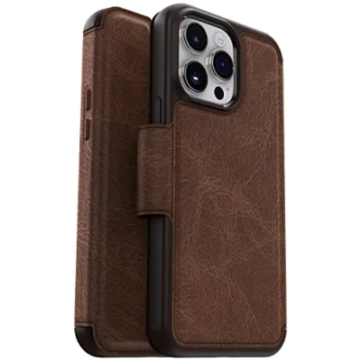 Abbildung von OtterBox iPhone 14 Pro Max (ONLY) Strada Series Case Espresso (Braun) Kartenhalter Echtleder taschenfreundlich Folio