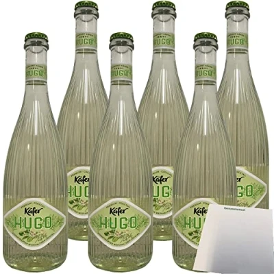 Abbildung von Käfer Hugo Holunderblüte &amp; Limette Weinhaltiger Cocktail 6,9%vol. 6er Pack (6x0,75 Liter Flasche) + usy Block