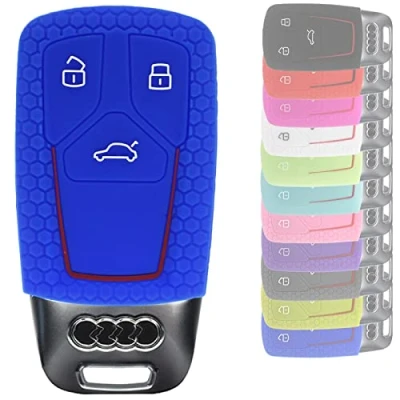 Abbildung von KEYLESS Schlüssel Hülle WABE Blau Kompatibel mit Audi A4 A5 A6 A7 TT Q2 Q5 Q7 A8 Q8